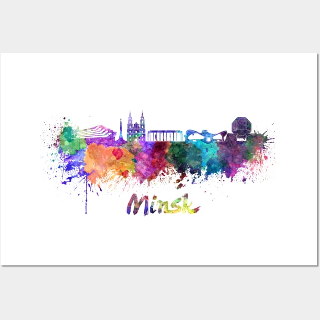 Minsk skyline in watercolor Wall Art by PaulrommerArt